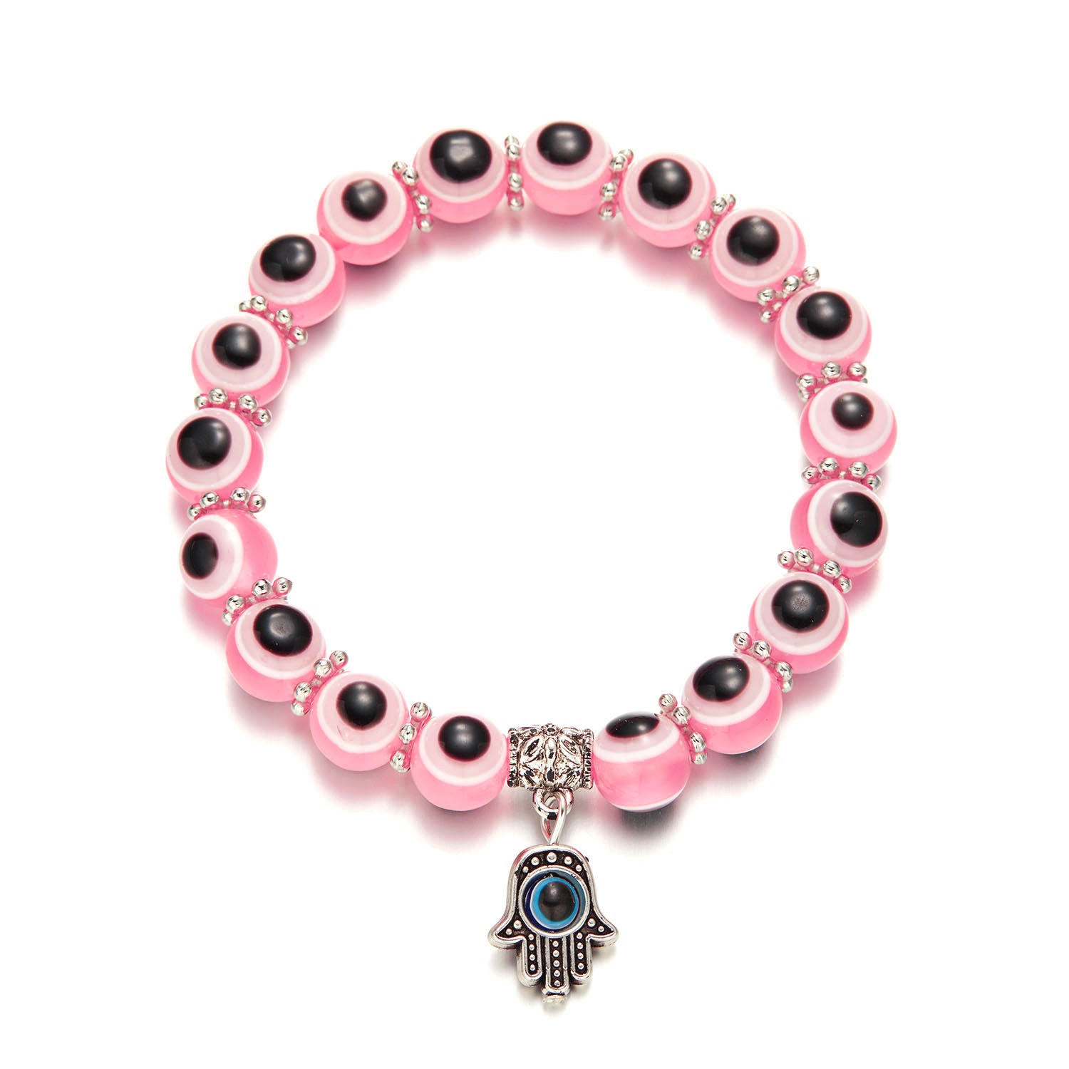 Wholesale Palm Hollow Devil Eyes Beaded Elastic Bracelet
